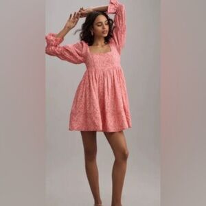 NWT Pilcro Long-Sleeve Square-Neck Babydoll Mini Dress